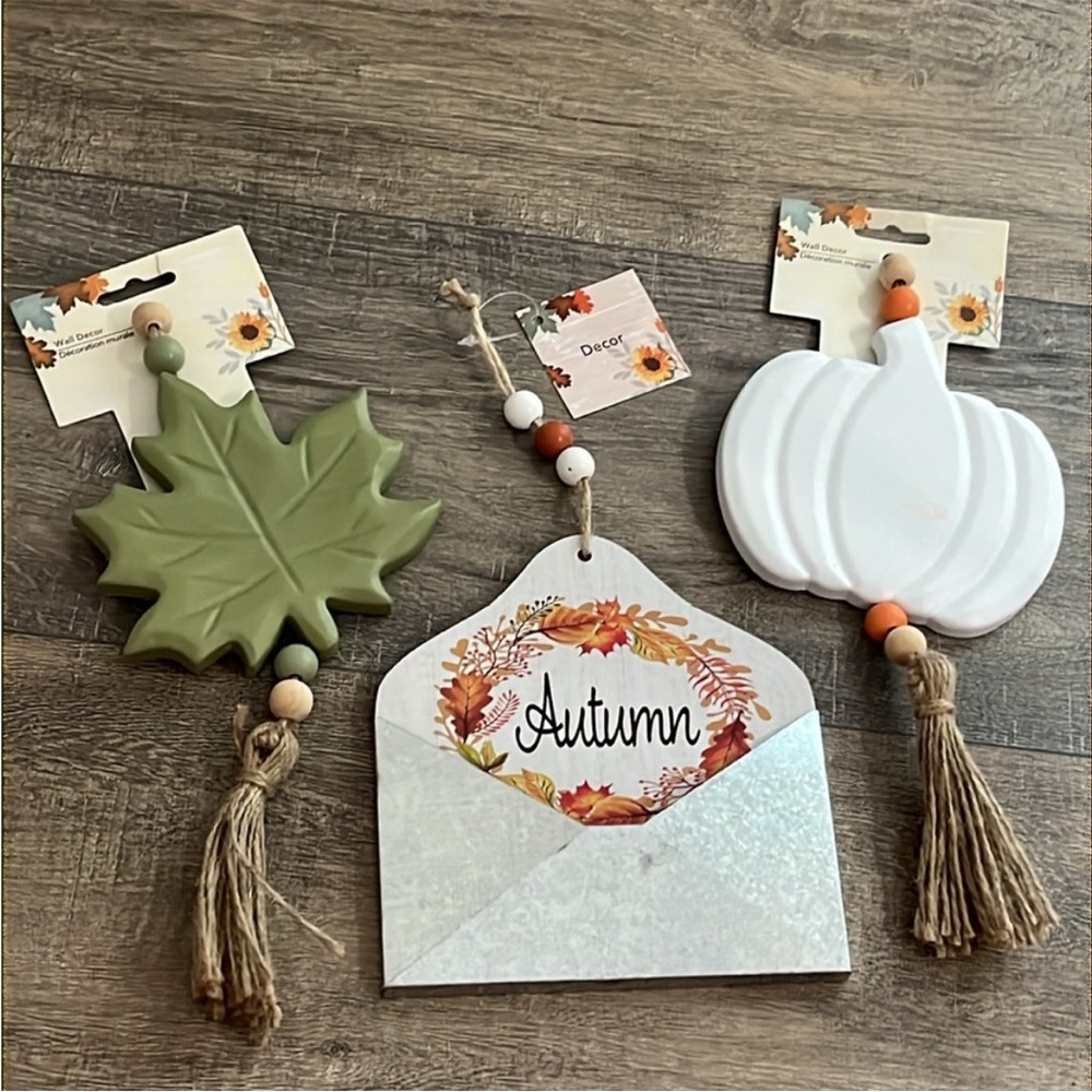 Autumn Leaf, Fall Envelope & Pumpkin Hanging/Tier Tray 3pcs Set 🍃🆕🍃